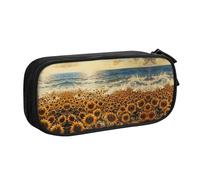 DRTGEDS Sunflowers Sea - Estuche para lápices de gran capacidad, estuche para bolígrafos, estuche de papelería para oficina, Black, Talla única, Deportivo