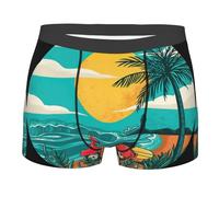 DRTGEDS Sunset Beach - Calzoncillos tipo bóxer con diseño de palmeras, absorben la humedad y son transpirables, ropa interior para hombre, Negro -, Large