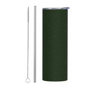 DRTGEDS Taza de viaje con diseño de pétalos florales de color verde cazador, vaso aislado de acero inoxidable con tapa y pajita, regalos para mujer y hombre
