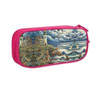 DRTGEDS The Seaside Lighthouse - Estuche para lápices de gran capacidad, estuche para bolígrafos, papelería para oficina, Rosa, One Size, Deportivo