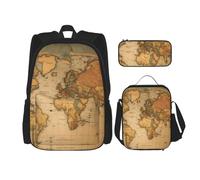 DRTGEDS The Seaside Lighthouse - Mochila con fiambrera, juego 3 en 1 con estuche para lápices, mochila de gran capacidad con correa para el pecho, mapamundi, Talla única, Mochilas daypack