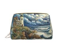 DRTGEDS The Seaside Lighthouse - Neceser portátil para hombre, organizador de artículos de aseo personal, bolsa de afeitado, bolsa pequeña, color blanco, talla única, White, Talla única