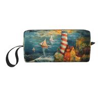 DRTGEDS The Seaside Lighthouse - Neceser portátil para hombre, organizador de artículos de aseo personal, bolsa de afeitado, bolsa pequeña, color blanco, talla única, White, Talla única