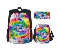 DRTGEDS Tropical Beach Palms Mochila con fiambrera, juego 3 en 1 con estuche para lápices, mochila de gran capacidad con correa para el pecho, Tie Dye Hippies, Talla única, Mochilas daypack