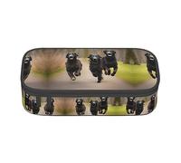 DRTGEDS Trotting Retrievers - Estuche con revestimiento plano para lápices de gran capacidad con 4 compartimentos para hombres y mujeres