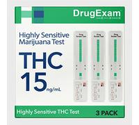 DrugExam - Kit de prueba de medicamentos de un solo panel para la marihuana más sensible THC 15 ng/mL, prueba de drogas de marihuana con nivel de corte de 15 ng/mL para detectar cualquier forma de THC