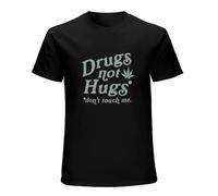 Drugs Not Hugs Don't Touch Me Funny Social Distancing Marijuana Men's Cotton T-Shirt Black Shirt Top tee XXL