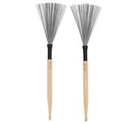 Drum Brushes 2PCS | Maple Drumstick & Rubber Steel Wire Brush Combo | Dual Purpose Portable Percussion Brush for Jazz/Band/Practice (Wood Color)