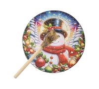 Drum de mano de chamán - tambor de madera de 10 pulgadas con | Instrumento | musical navideño para meditación Reflexión de curación de sonido | Herramienta de ritmo espiritual para la decoración de
