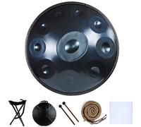 Drum Instrument in D Minor, 9/10/12 Notes, 56 cm, acero Handpan Drum with Handpan Bag, 2 Mallets and Hand Drum Stand