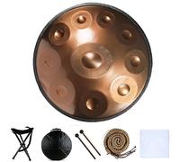 Drum Instrument in D Minor, 9/10/12 Notes, 56 cm, acero Handpan Drum with Handpan Bag, 2 Mallets and Hand Drum Stand