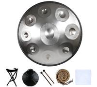 Drum Instrument in D Minor, 9/10/12 Notes, 56 cm, acero Handpan Drum with Handpan Bag, 2 Mallets and Hand Drum Stand