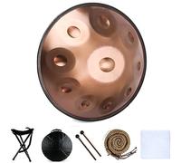 Drum Instrument in D Minor, 9/10/12 Notes, 56 cm, acero Handpan Drum with Handpan Bag, 2 Mallets and Hand Drum Stand