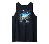 Drum Kit Percussionist Drummer Van Gogh Drums Print on Back Camiseta sin Mangas