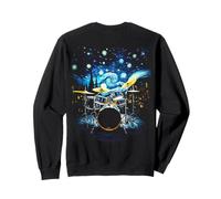 Drum Kit Percussionist Drummer Van Gogh Drums Print on Back Sudadera