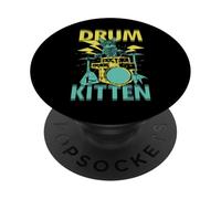 Drum Kitten Gato Toca La Batería PopSockets PopGrip Adhesivo