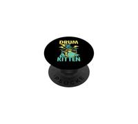 Drum Kitten Gato Toca La Batería PopSockets PopGrip Adhesivo