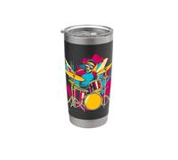 Drum Player Synthwave Banda de Música Platillos Vaso térmico de acero inoxidable de doble pared