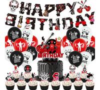 Drum Rockmusik Geburtstag Deko,Doyomtoy ballons Rock and Roll Happy Birthday Party Dekoration Cupcake Topper für Musik Geburtstag Party 32 Stück