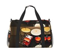 Drum Set - Bolsa de viaje estándar con cremalleras y asas, bolsa de lona plegable grande para vacaciones familiares, Black, Talla única