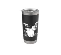 Drum Set Graphic Música Banda Platillos Vaso térmico de acero inoxidable de doble pared