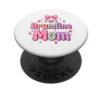 Drumline Mom Pink Bow, Linda Baterista de Banda de música PopSockets PopGrip Adhesivo