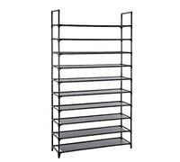 Drumm Estantería de zapatos de tela de 10 niveles, mueble de almacenamiento, almacenamiento, estante multiuso, marco de metal, para entrada, salón, dormitorio, armarios, estanterías