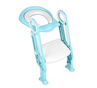 Drumm Reductor de inodoro con escalera escalones, Plegable y ajustable adaptador de WC portátil, reductores de inodoro, con estribo y asa(azul claro))