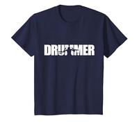 Drummer Design Drum and Drummers Camiseta, Niños, Azul Marino, 6 años