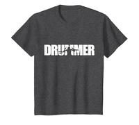 Drummer Design Drum and Drummers Camiseta, Niños, Jaspeado Oscuro, 12 años