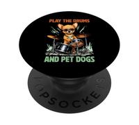 Drummer Dog Play The Drums Perro Mascota Percusión Tambores Percusión PopSockets PopGrip Adhesivo