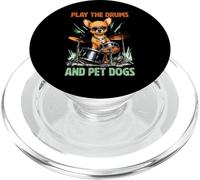 Drummer Dog Play The Drums Perro Mascota Percusión Tambores Percusión PopSockets PopGrip para MagSafe