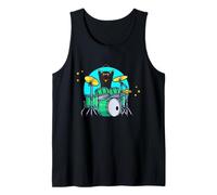 Drummer Musician Kitty Drum Set Band Pet Lover Rock Art Camiseta sin Mangas