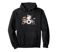 Drummer Musician Kitty Drum Set Band Pet Lover Rock Art Sudadera con Capucha