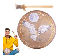 Drums chamánicos - Drum de mano decorativo con batería | Instrumento de curación de sonido para meditación, rituales, ceremonias, arte de batería de chamanes, herramienta de percusión, viaje espiritua