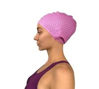 DRUNA Gorro de Natación Estriado para Cabellos Largos Indigo (Rosa)