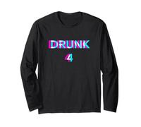 Drunk Four Number 4 Alcohol Funny Drinking Team Manga Larga