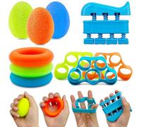 Druuzyl 10 Piezas Fortalecedor de Mano y Dedos con 3 Niveles Resistencia - Bandas Ejercitador Agarre para Rehabilitación y Música (Set)