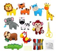 Druuzyl 10 Piezas Kit de Costura de Fieltro Animal de Niños, Kit de Manualidades de Fieltro Educativa de Bricolaje, Lindo Paquete de Costura Relleno para Principiantes y Niñas, Regalo DIY
