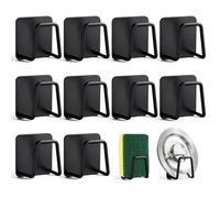Druuzyl 10 Piezas Soporte para Esponja, Soporte de Esponja para Fregadero de Cocina Porta Estropajo de Acero Inoxidable Ganchos Adhesivos Accesorios para Fregadero de Cocina Sin Taladrar