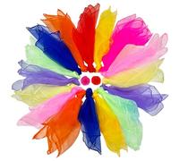 Druuzyl 18 pañuelos Malabares 60x60cm - Set 9 Colores Vibrantes - Tela Chiffon Ultraligera- Ideal espectáculos, Danza y Terapia sensorial