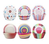 Druuzyl 300 Piezas Cápsulas para Cupcakes Desechables - Moldes de Papel Antiadherente para Hornear, Ideal para Bodas/Cumpleaños (5cm, Colores Surprise)