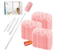 Druuzyl 45 Piezas Toallitas para Plumero Magnético con Mango Telescópico, Recarga 360° Compatible Swiffer Duster, Anti-Pelo de Animales/Polvo, Sin Perfume, Kit de Limpieza Multiuso para Hogar