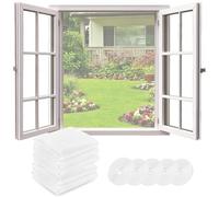 Druuzyl 5 Piezas Mosquitera para Ventana Autoadhesiva (1.3x1.5m) - Malla Blanca Alta Densidad con 5 Rollos Cinta, Ajustable sin Taladrar, Reutilizable para Todo Tipo de Ventanas