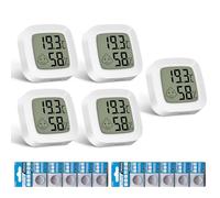 Druuzyl 5 Piezas Pequeño Higrómetro Digital Termómetro Interior Termómetro Ambiente Monitor de Temperatura y Medidor de Humedad con Pantalla LED para Hogar Oficina Dormitorio Jardín (Blanco)