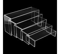 Druuzyl 5 Piezas Soporte Expositor Acrílico Transparente - Estantería para Figuras Pop/Joyas/Cupcakes, Base Antideslizante para Mostrador de Pasteles y Colecciones
