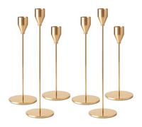 Druuzyl 6 Candelabros Dorados para Velas 33/29/23cm - Juego de Portavelas Vintage para Bodas y Cenas Románticas - Decoración de Mesa Elegante para Aniversarios y Fiestas (Oro)