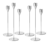 Druuzyl 6 Candelabros Plata para Velas 33/29/23cm - Juego de Portavelas Vintage para Bodas y Cenas Románticas - Decoración de Mesa Elegante para Aniversarios y Fiestas (Plata)