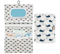 Druuzyl Bolsa De Pañales 2 En 1 Organizador Pañales Portátil y Bolsa de Cosméticos, Porta Toallitas, Cambiador Plegable para Viajes Organizador para Bebés Reutilizable (Tema de Ballena)
