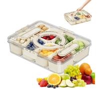 Druuzyl Caja Organizadora de Snacks 8 Compartimentos con Tapa - Bandeja Divisoria para Frutas, Frutos Secos y Dulces - Ideal para Oficina, Viajes o Meriendas